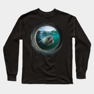 Curious Seal in Underwater View Long Sleeve T-Shirt